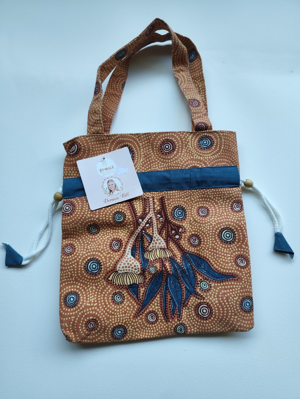 By Meeka Recycled Cotton Drawstring Tote Bag Gumnuts